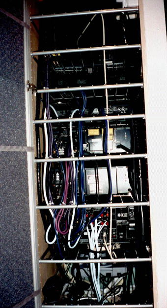 Equipment rack in storage room